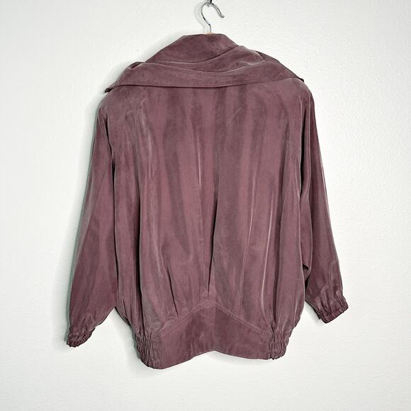 Vintage‎ Balla Valentina 100% Silk Dusty Purple Bomber Jacket women’s size M/L - Picture 8 of 12